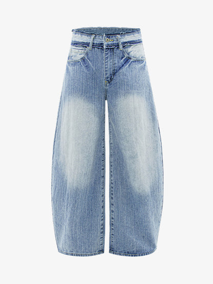 Vintage Washed Patchwork Distressed Scimitar Jeans 