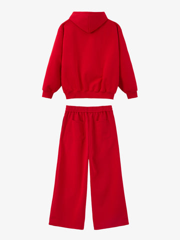 Gothic Letter Cross Embroidery Zip Up Hoodie and Sweatpants Set 