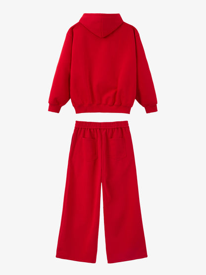 Gothic Letter Cross Embroidery Zip Up Hoodie and Sweatpants Set 