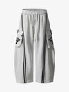 Cotton Web Stitching Letter Print Drawstring Barrel Pants 
