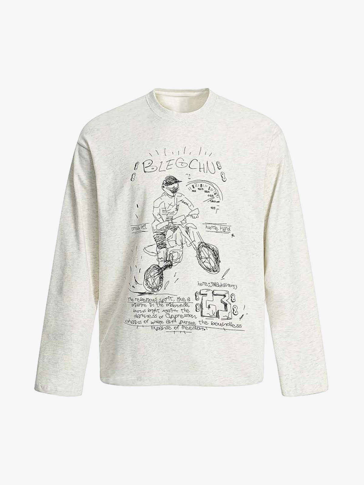 Hand-painted Cartoon Characters Printed Long-sleeved T-shirt 