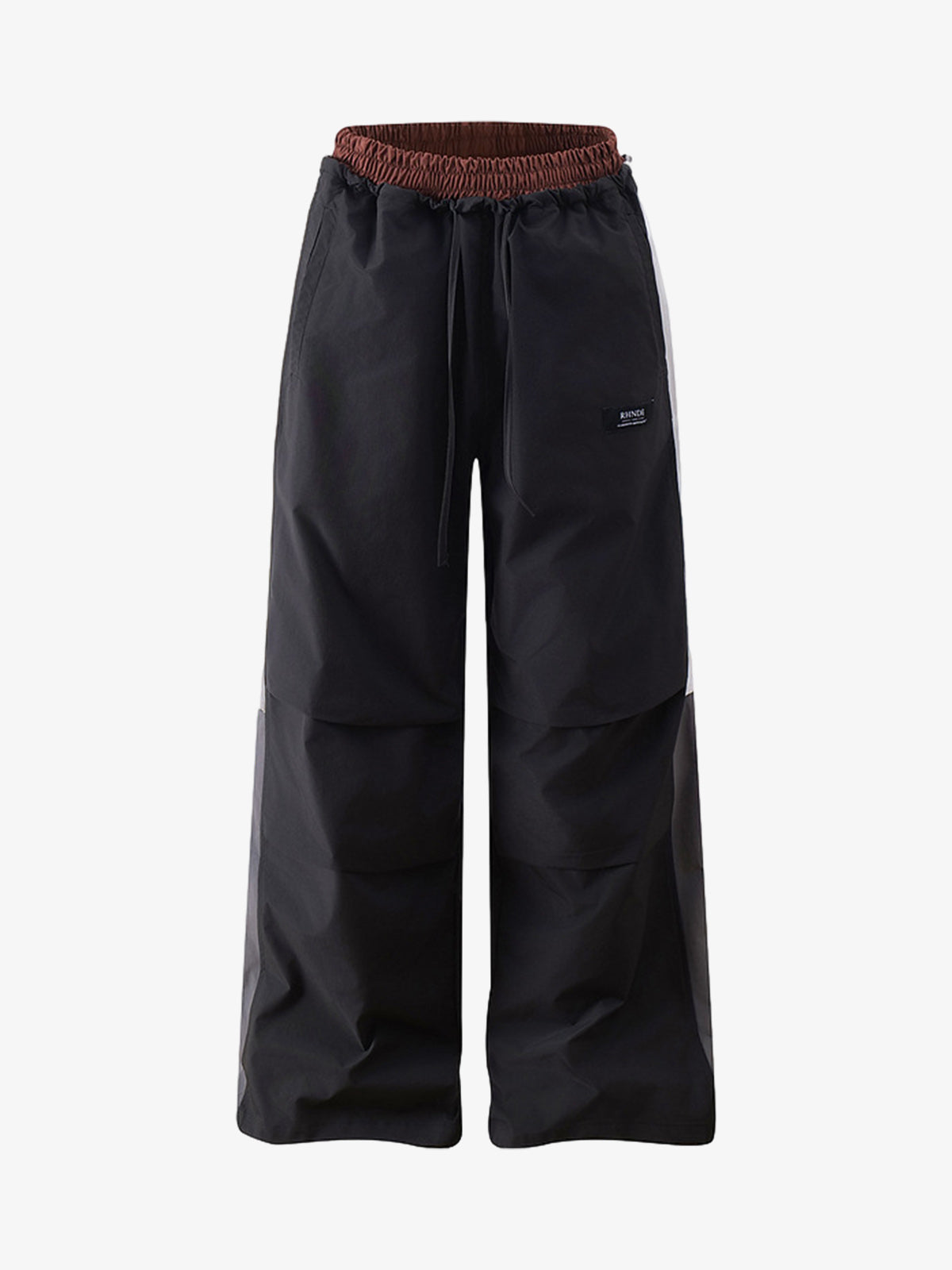 Retro Patchwork Faux Two-piece Double Waist Casual Pants 