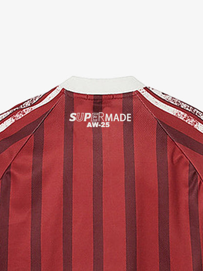 Retro Striped 88 Print Graphic Jersey Long-Sleeved T-Shirt 
