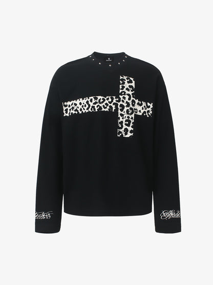Studded Cross Graphic Heavyweight Waffle Long Sleeve Tee