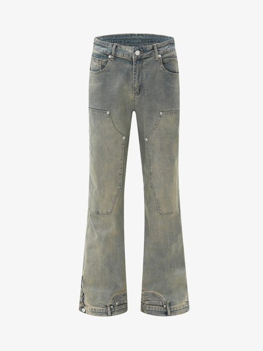 Inside-Out Washed Flared Jeans