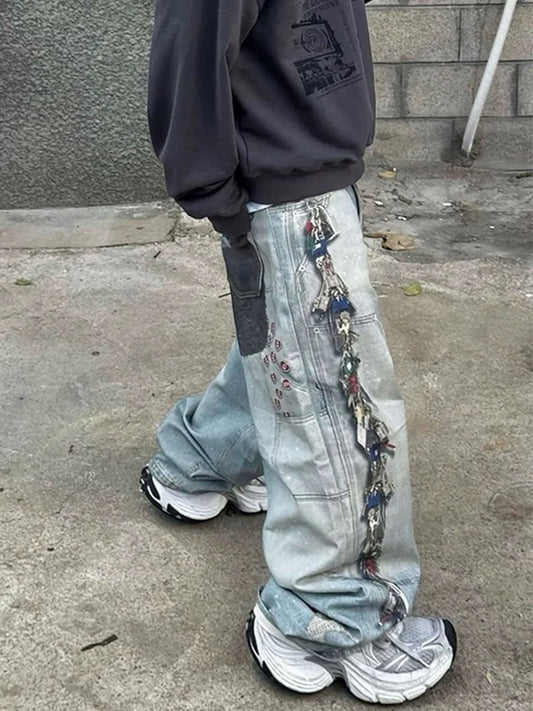 Multi-Keychain Heart Digital Printed Jeans 