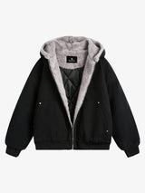 Thesupermade Fur Hooded Zip Up Quilted Jacket - 2510 