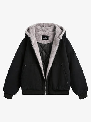 Thesupermade Fur Hooded Zip Up Quilted Jacket - 2510 
