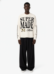 Retro Letter Print Waffle Simplicity Long-Sleeved T-Shirt - 2637 