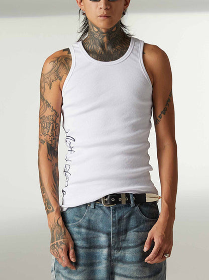 Street Ribbed Slim Fit Printed Vest 