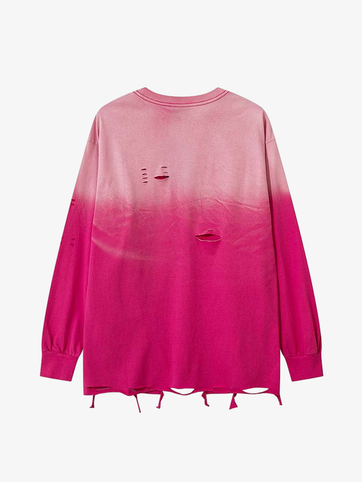 Gradient Hole Contrast Color Long Sleeve T-shirt 