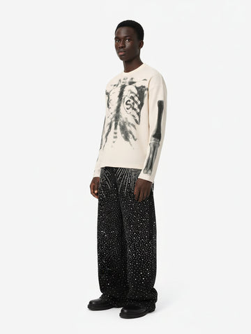 Skeleton Graphic Waffle Sweatshirt - 2495 