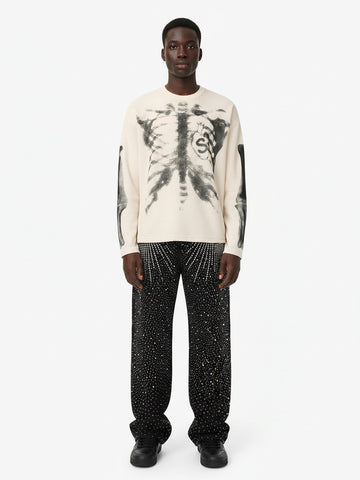 Skeleton Graphic Waffle Sweatshirt - 2495 