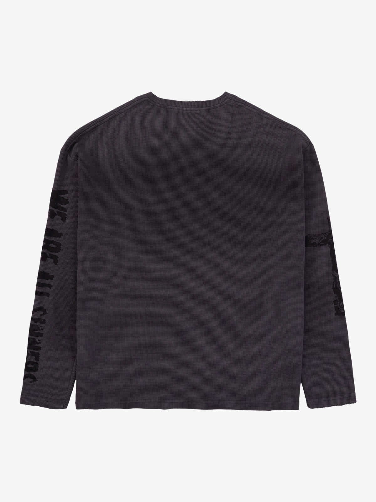 Waffelstrick Distressed Gradient Print Long-T-Shirt