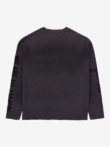 T-shirt long en maille gaufrée à imprimé dégradé vieilli