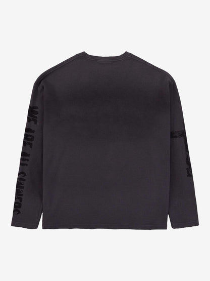 T-shirt long en maille gaufrée à imprimé dégradé vieilli
