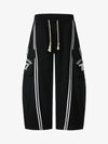 Cotton Web Stitching Letter Print Drawstring Barrel Pants 
