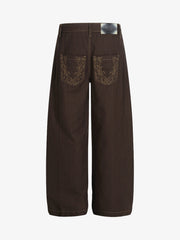 Vintage Contrast Thread Barrel Pants 