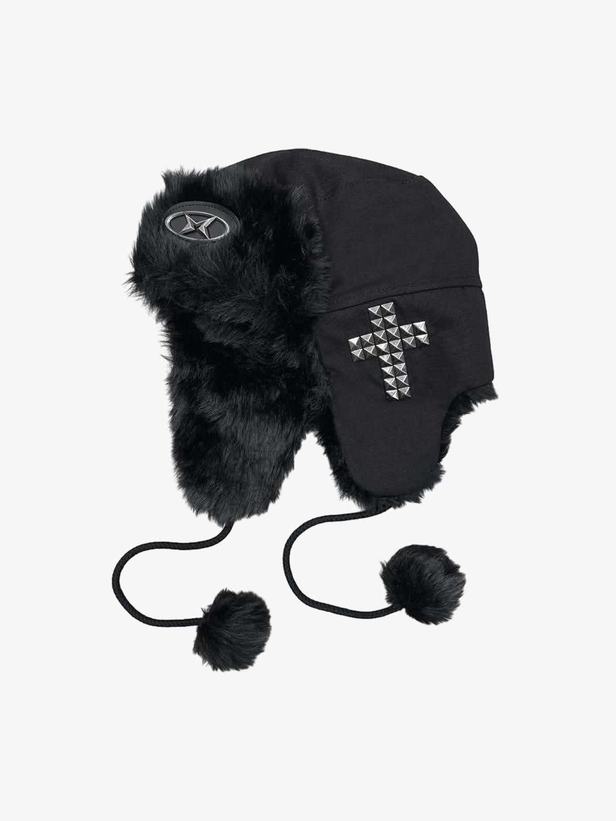 Studded Faux Fur Trapper Hat