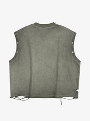Crucifixion Graphic Studded Distressed Tank Top