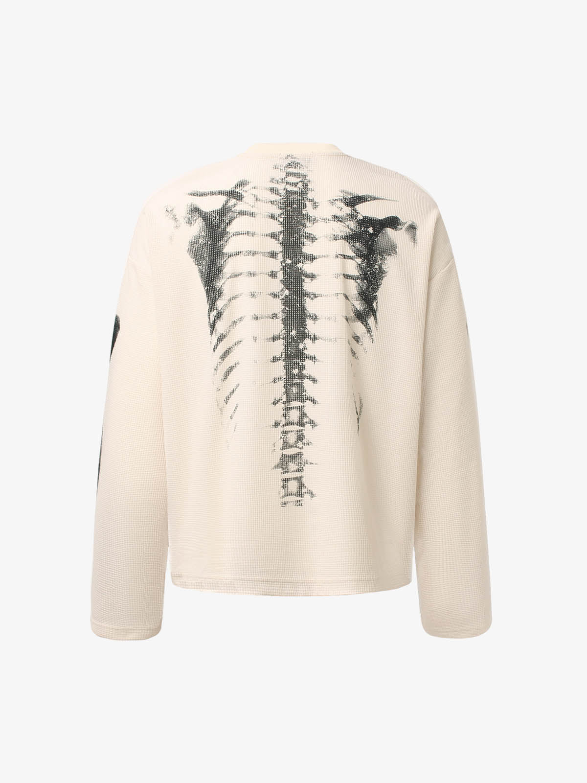 Skeleton Graphic Waffle Sweatshirt – Spooky Halloween Vibes - 2495 
