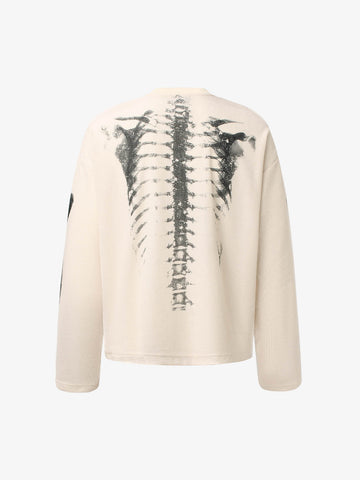 Skeleton Graphic Waffle Sweatshirt - 2495 