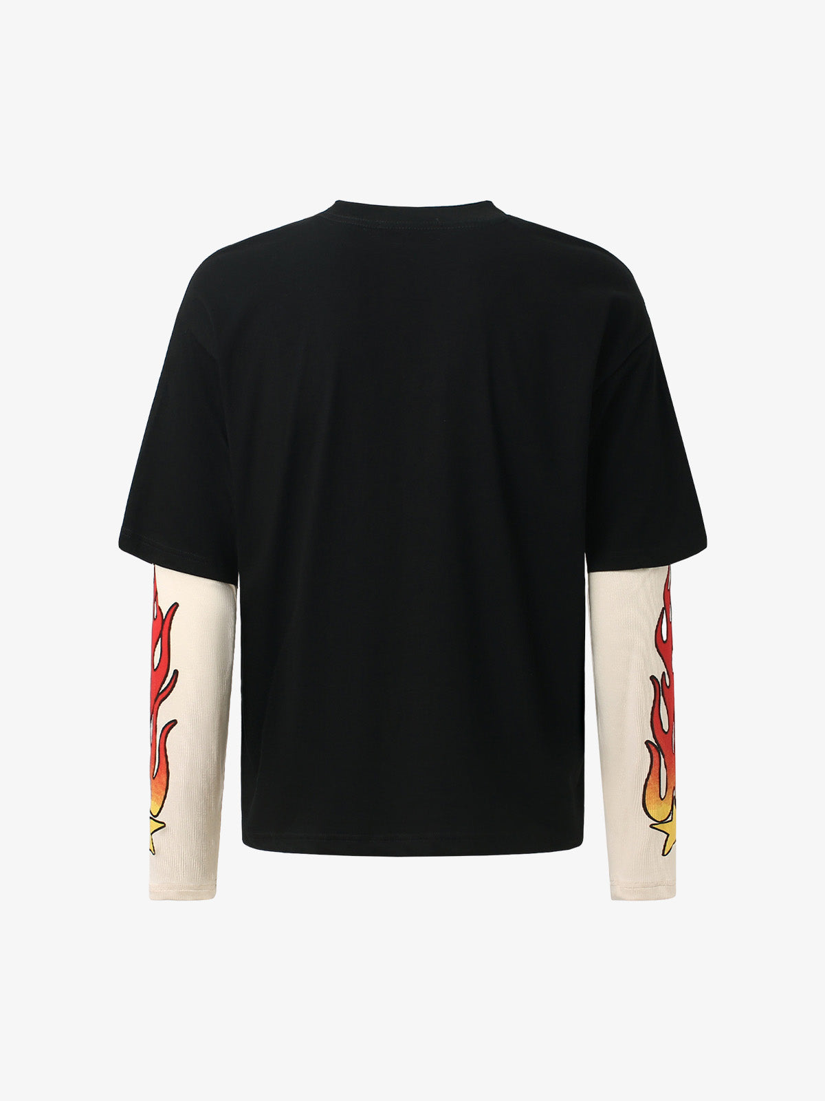 Gradient Letter Print Patchwork Faux Two-Piece Long-Sleeved T-Shirt 