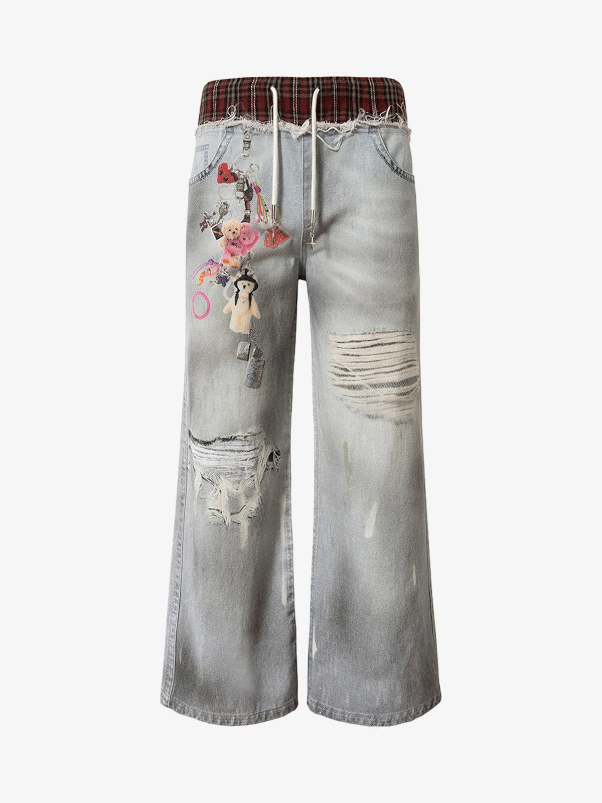Thesupermade Waistband Patch Drawstring Jeans 