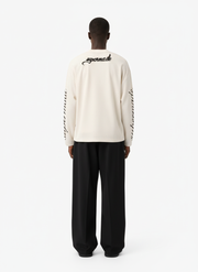 Retro Letter Print Waffle Simplicity Long-Sleeved T-Shirt - 2637 
