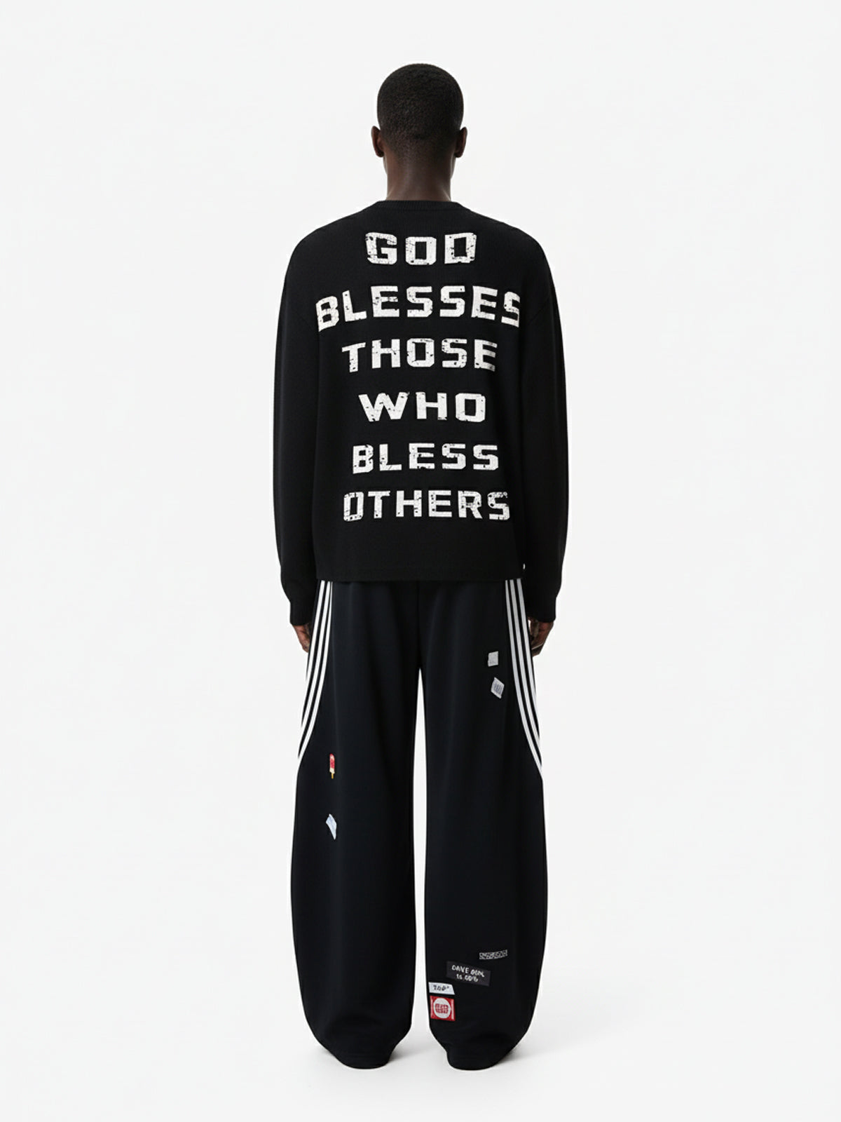 Street Cross Lettering Print Long-Sleeved T-Shirt 