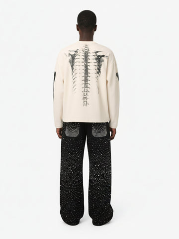 Skeleton Graphic Waffle Sweatshirt - 2495 