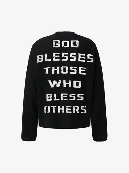 Street Cross Lettering Print Long-Sleeved T-Shirt 