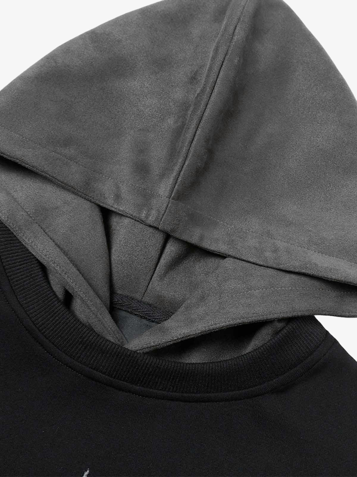 Street Faux Two-Piece Suede Hoodie 