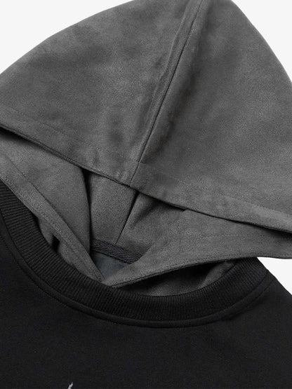 Street Faux Two-Piece Suede Hoodie 