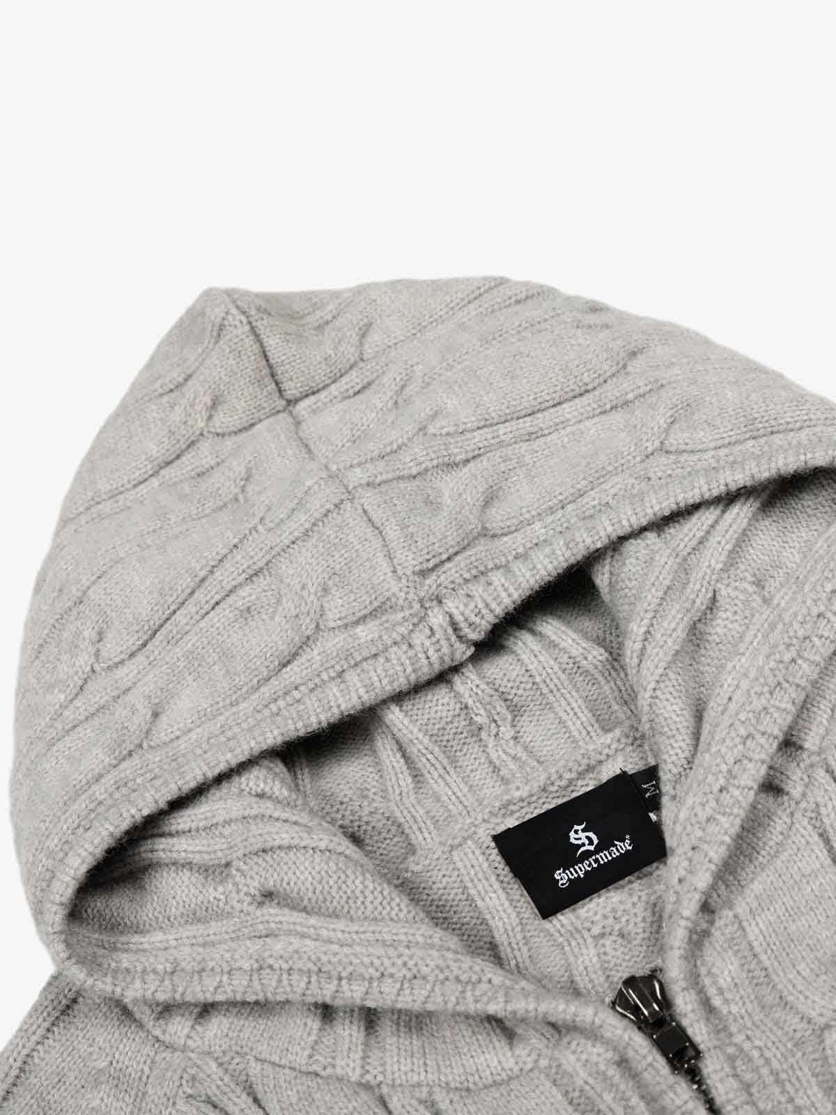 Cable Knit Zip Up Hooded Sweater
