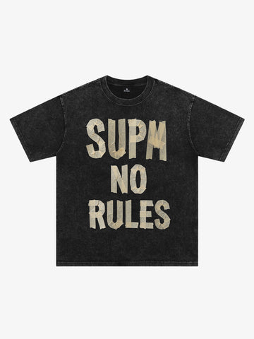 Washed Tape Collage “No Rules” T-Shirt 