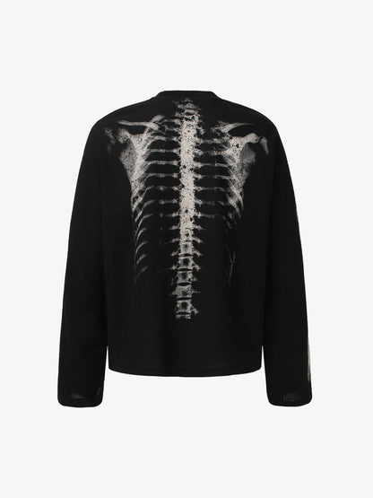 Skeleton Graphic Waffle Sweatshirt – Spooky Halloween Vibes - 2495 