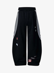 Street Patterned Striped Barrel Casual Pants 