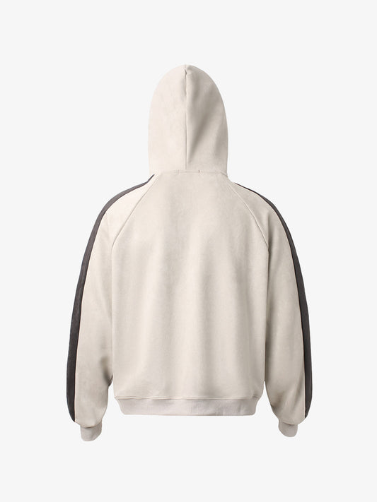 Suede Foam Letter Patchwork Zipper Shorts Jacket 