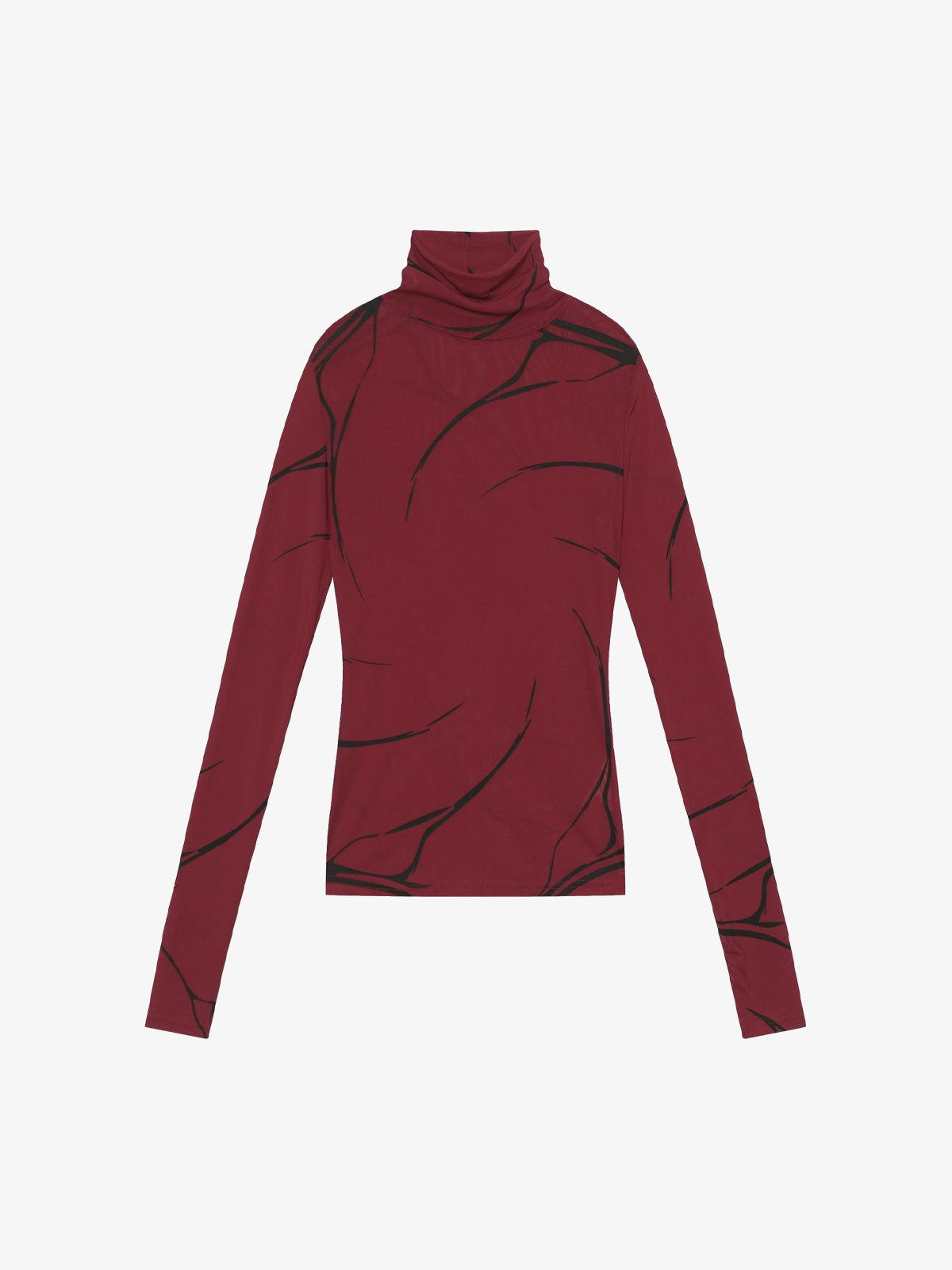 Dark Style Printed Slim Mesh Long-sleeved T-shirt 
