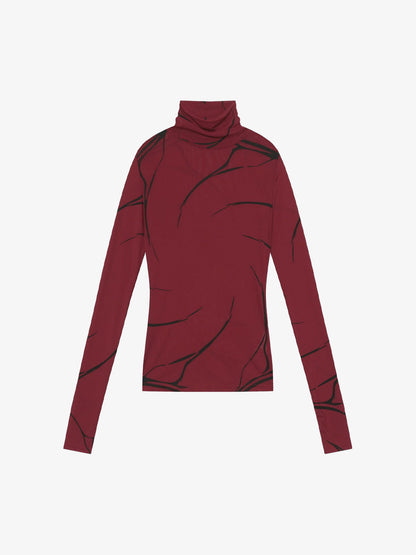 Dark Style Printed Slim Mesh Long-sleeved T-shirt 