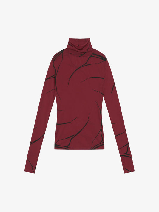 Dark Style Printed Slim Mesh Long-sleeved T-shirt 