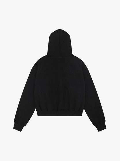 Street Hip-Hop Rhinestone Cropped Zip Up Hoodie 