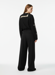 Retro Letter Print Waffle Simplicity Long-Sleeved T-Shirt - 2637 