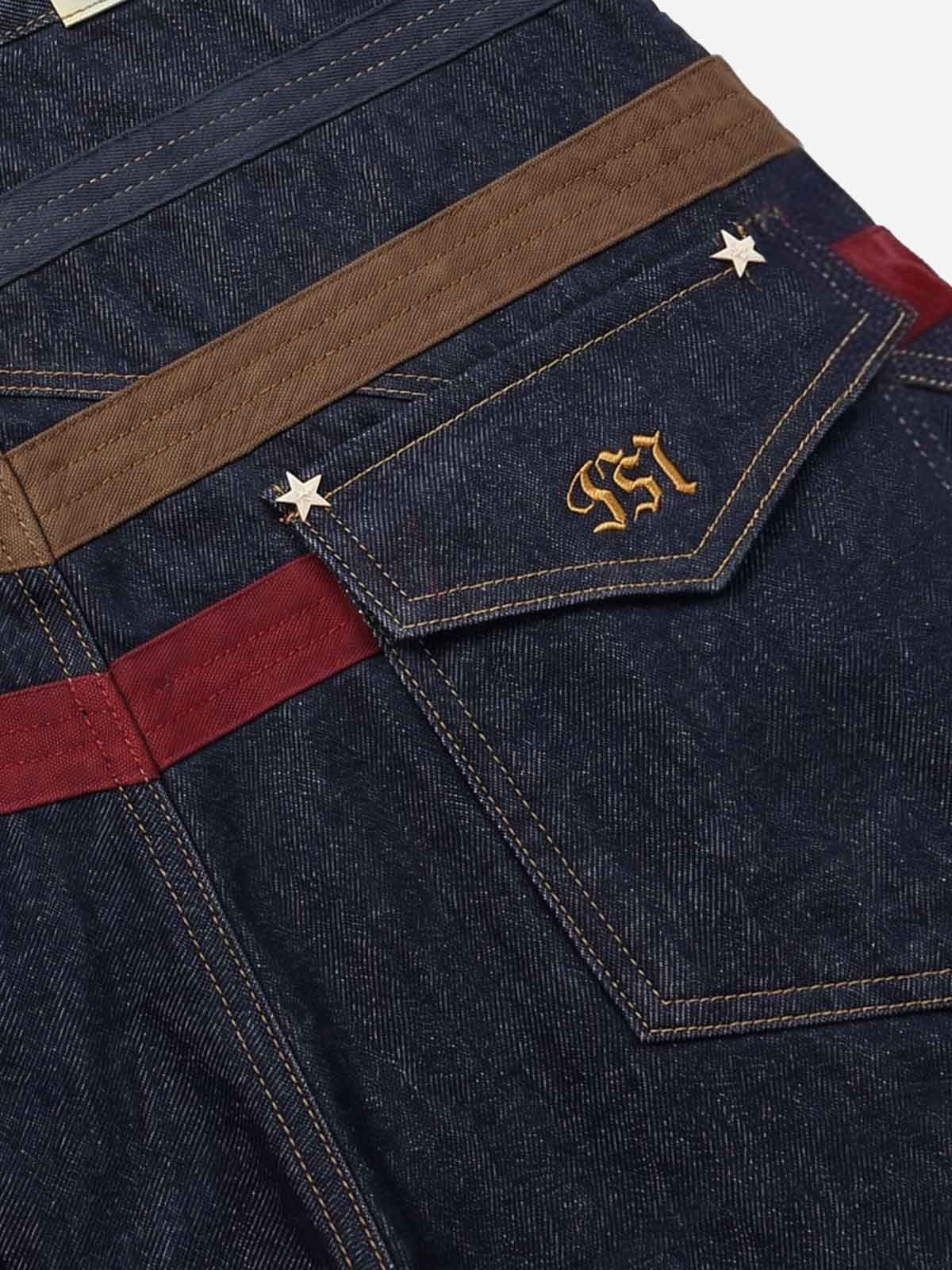 Vintage Star Studded Panel Wide Leg Shorts