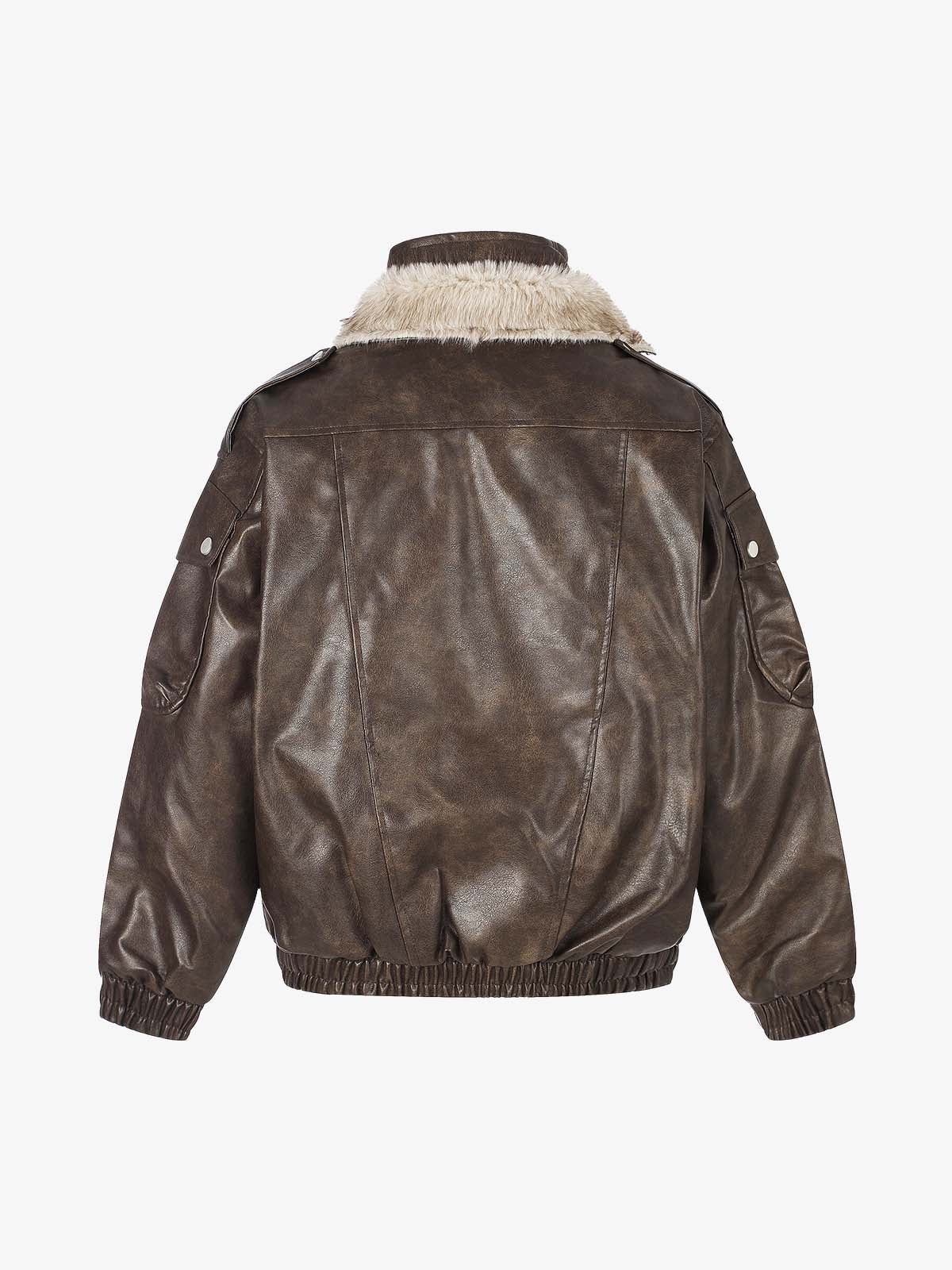 Faux-Layered Oversized-Collar Padded Coat