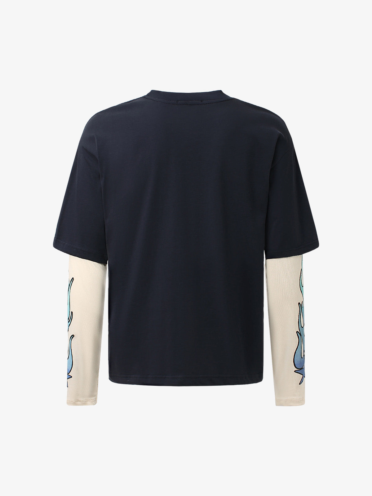 Gradient Letter Print Patchwork Faux Two-Piece Long-Sleeved T-Shirt 