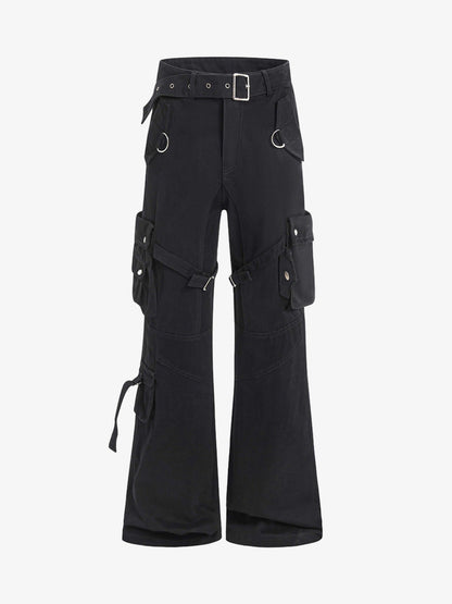 Multi-pocket Cargo Flared Pants 