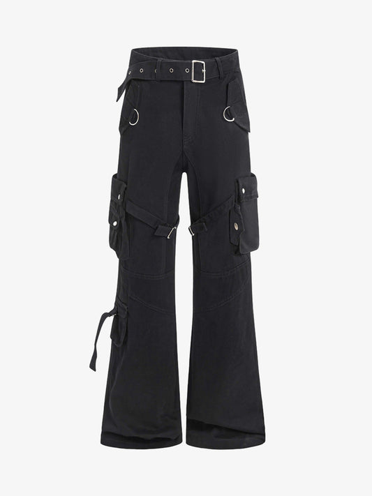Multi-pocket Cargo Flared Pants 