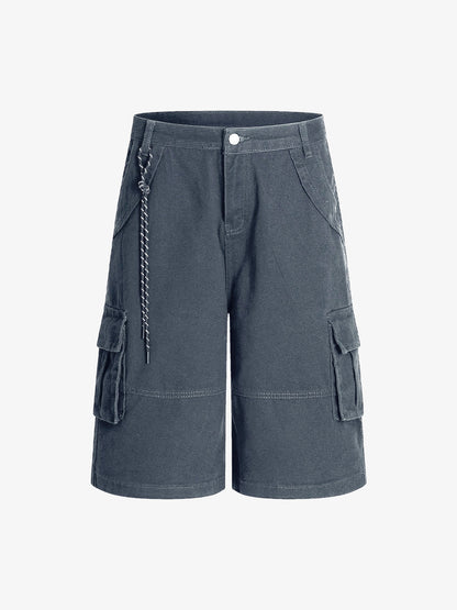 Adjustable Drawstring Cargo Jort 